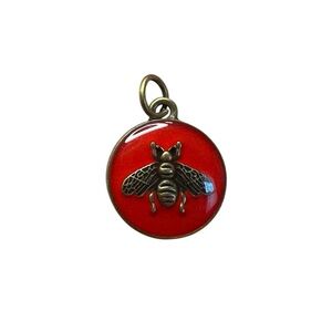 Gucci Red Enamel Bee Zipper Pull Charm in Gold-Tone Made in Italy